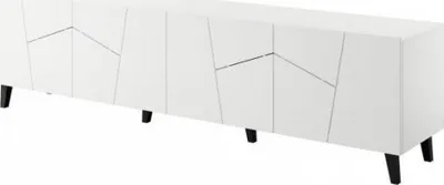Komodë Bed Meble RTV Etna, 200x42x52 cm, MDF chipboard, e bardhë mat - 1