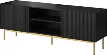 Komodë TV Cama Meble Pafos, 150x40x60 cm, MDF, e zezë mat