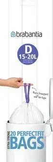 Qese mbeturinash Brabantia D 246760, 15L, 20 copë, të bardha