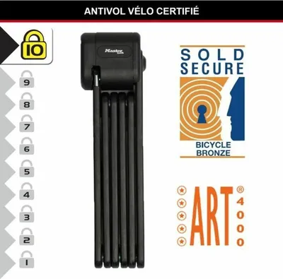 Bravë palosëse biçiklete Master Lock, 84cm, me çelës, e zezë - 2