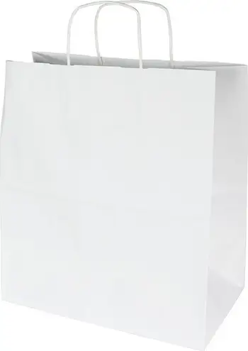 Qese letre Paper Bag, 50 x 18 x 39 cm, me doreza, e bardhë