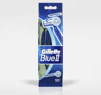 Brisqe njëpërdorimëshe meshkujsh Gillette Blue II, 2 tehe, 10 copë, blu