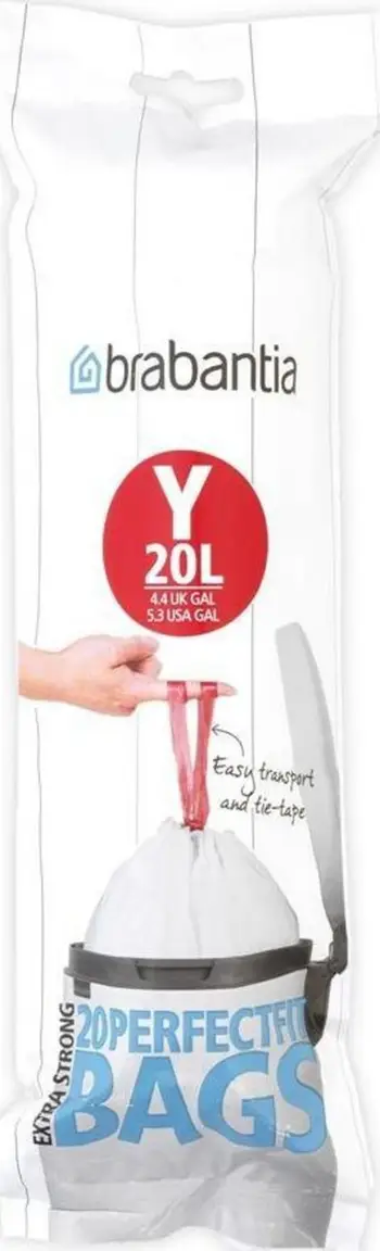 Qese mbeturinash Brabantia Y, 20L, 20 copë, të bardha