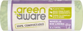 Qese për mbeturina GreenAware, 140L, 3 copë