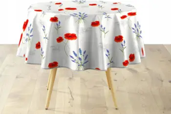 Mbulesë plastike për tavolinë Douceur d'intérieur SISTERON, diametër 160cm, lule shtogu dhe livando, e bardhë
