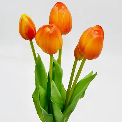 Buqetë artificiale Saska Gift & Decor, 5 tulipanë, 39 cm, portokalli - 3