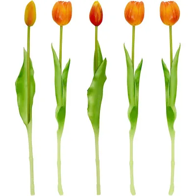 Buqetë artificiale Saska Gift & Decor, 5 tulipanë, 39 cm, portokalli - 4