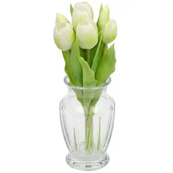 Buqetë artificiale Saska Gift Tulips Like Real, 7 copë, 31 cm, e bardhë