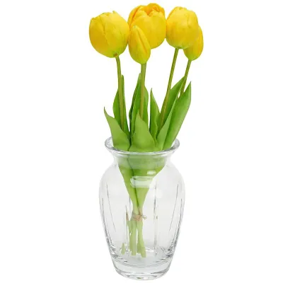 Buqetë artificiale Saska Gift Peony Tulips, 5 lule, 39cm, e verdhë - 1