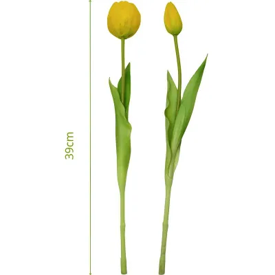 Buqetë artificiale Saska Gift Peony Tulips, 5 lule, 39cm, e verdhë - 6