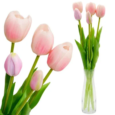 Buqetë artificiale Saska Gift Decor, 5 tulipanë, 39cm, rozë e çelët - 1