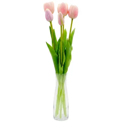 Buqetë artificiale Saska Gift Decor, 5 tulipanë, 39cm, rozë e çelët - 2