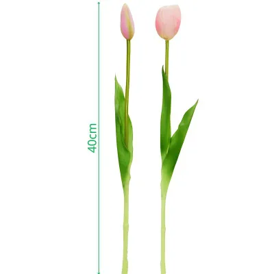 Buqetë artificiale Saska Gift Decor, 5 tulipanë, 39cm, rozë e çelët - 5