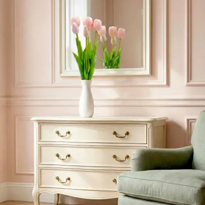 Buqetë artificiale Saska Gift Decor, 5 tulipanë, 39cm, rozë e çelët - 7