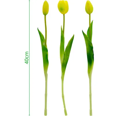 Buketi lule artificiale Saska Garden, 5 tulipanë silikoni, 39cm, të verdha - 5
