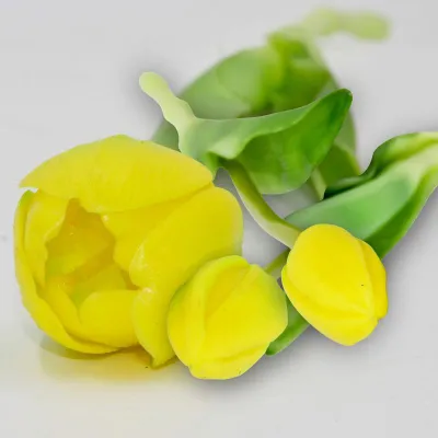 Buketi lule artificiale Saska Garden, 5 tulipanë silikoni, 39cm, të verdha - 6