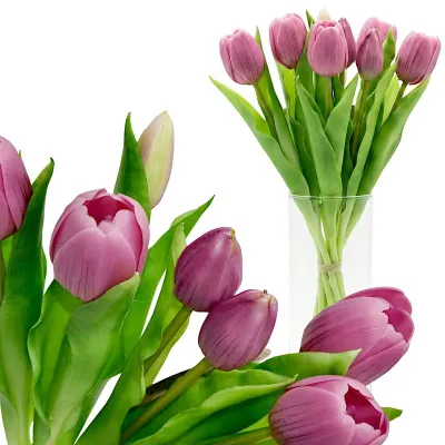 Buqetë lulesh artificiale Saska Garden Tulips, 7 copa, 31cm, lejla e çelët - 1