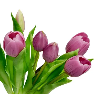 Buqetë lulesh artificiale Saska Garden Tulips, 7 copa, 31cm, lejla e çelët - 3