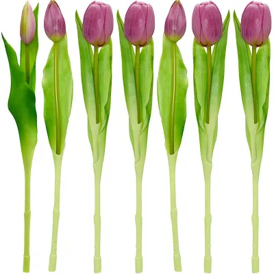Buqetë lulesh artificiale Saska Garden Tulips, 7 copa, 31cm, lejla e çelët - 4
