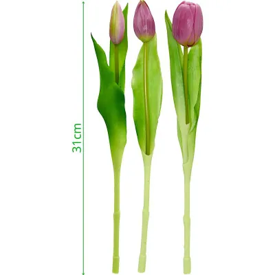 Buqetë lulesh artificiale Saska Garden Tulips, 7 copa, 31cm, lejla e çelët - 5