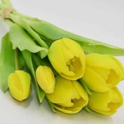 Buqetë artificiale Saska Garden Tulips, 7 tulipanë, 31cm, të verdhë - 2