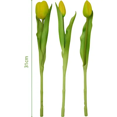 Buqetë artificiale Saska Garden Tulips, 7 tulipanë, 31cm, të verdhë - 5