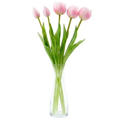 Buqetë lulesh artificiale Saska Garden, 5 tulipanë peony, 39cm, rozë - 2