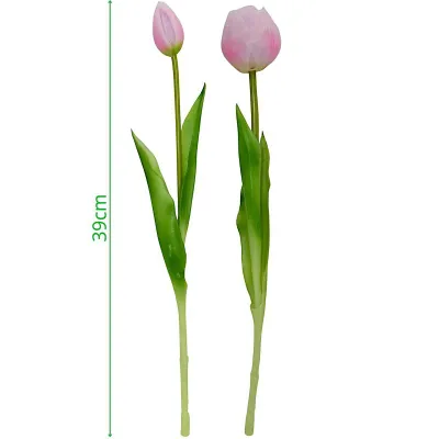 Buqetë lulesh artificiale Saska Garden, 5 tulipanë peony, 39cm, rozë - 5