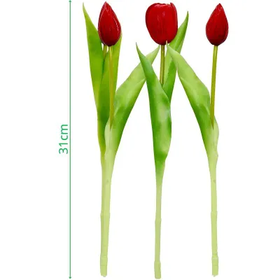 Buqetë lulesh artificiale Saska Garden, 7 tulipanë, 31cm, të kuq - 5