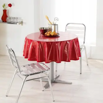 Mbulesë tavoline Decorline Round, transparente crystal, diametër 180 cm, shumëngjyrëshe