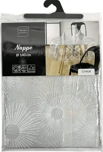 Mbulesë tavoline PVC SUN, transparente, diametër 140 cm
