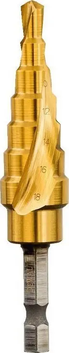 Burgi shkallë metalik DeWALT DT5027 EXTREME, 6 18mm, bisht gjashtëkëndor, ngjyrë ari