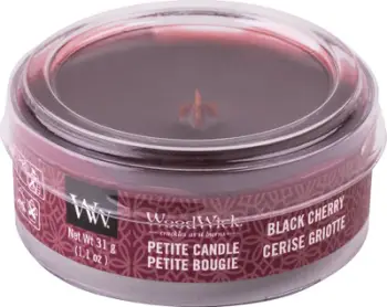 Qiri aromatik WoodWick Black Cherry, me fitil druri, 31g