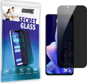 Mburojë ekrani Grizz SecretGlass për Xiaomi 11i HyperCharge, privatësi, xham i temperuar, transparencë e zezë