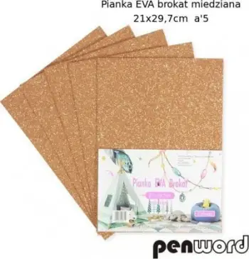 Fletë shkumë EVA me shkëlqim Creative, A4, set 5 fletë, ngjyrë bakri