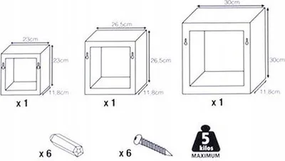 Raft dekorativ pezullues Cube Decorative X3, set 3 copë, MDF, bezhë - 2