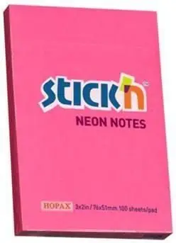 Fletëngjitëse vetëngjitëse Hopax Stickn Notes Neon Lined, 76 x 51mm, 100 fletë, shumëngjyrëshe neon