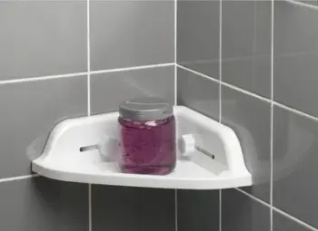 Raft këndor dushi plastik, me gota thithëse të fuqishme, i bardhë