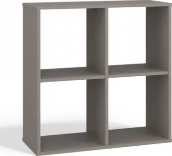 Raft librash Malax 2x2, 4 ndarje, dru i laminuar, gri CLAY