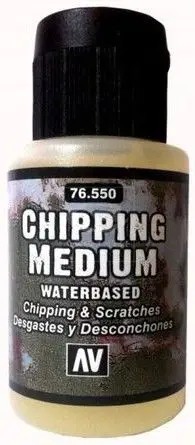 Medium Vallejo Chipping 76550, 75 ml, efekt zhveshje boje, transparent