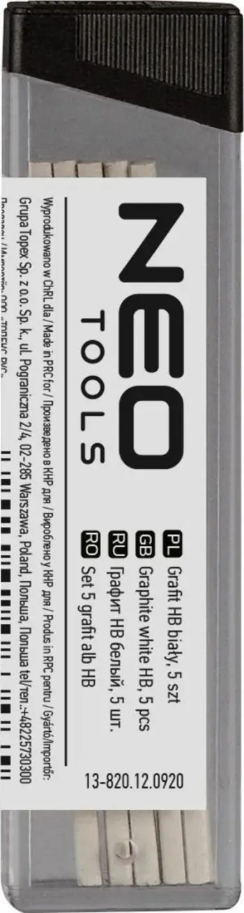 Refill laps grafiti Neo Graphite HB White, për modele 13-810 dhe 13-815, 5 copë, i bardhë