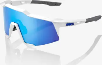 Syze sportive 100 Percent Speedcraft, lentë HiPER Blue Mirror, UV400, e bardhë matte