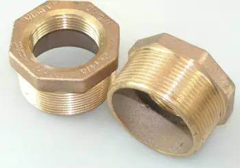 Reduktor i filetuar bronzi WG904 3241, 2" në 1 1/4", i kuq