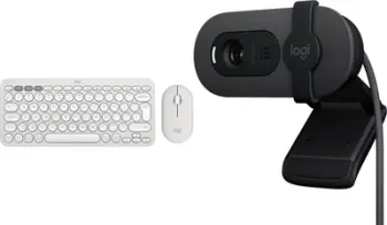 Komplet tastierë dhe mausi Logitech Pebble 2 Combo me Brio 100, wireless, Full HD 1080p, i bardhë dhe i zi