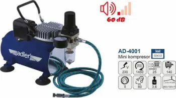 Kompresor mini Adler AD-4001, 140W, 25 l/min, blu