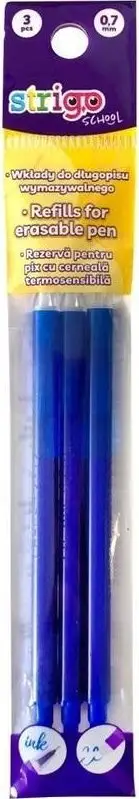 Refill për stilolaps fshirës STRIGO, 0.7mm, bojë blu, 3 copë