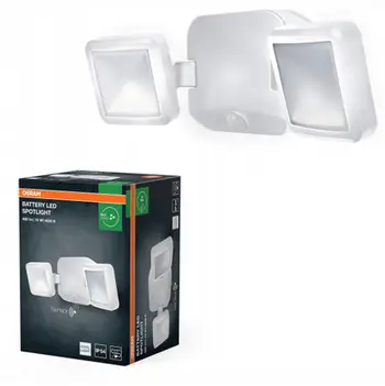 Reflektor i jashtëm LED OSRAM DOUBLE, 2 llamba, sensor lëvizjeje, me bateri, i bardhë