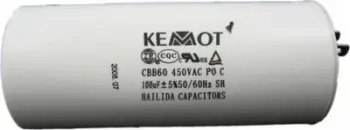 Kondensator motorik Kemot URZ3142, 100uF, 450V, i bardhë