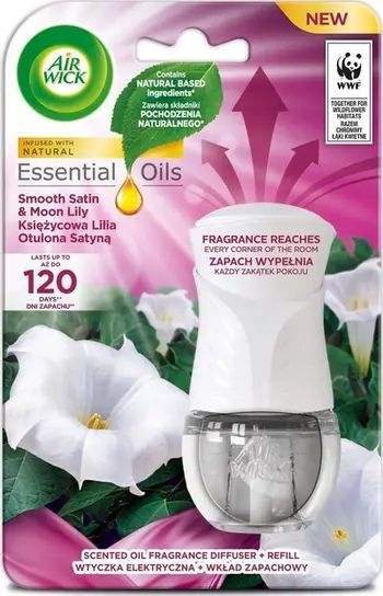 Freskues elektrik ajri Air Wick Moonlight Lily, set pajisje me rimbushje 19 ml