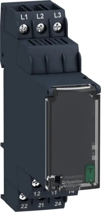 Rele kontrolli trefazore Schneider Electric RM22TG20, 183-528VAC, montim në panel, e zezë